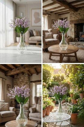 Yapay Lüx 3 Dallı Müge Çiçeği 30 cm Mor - 2