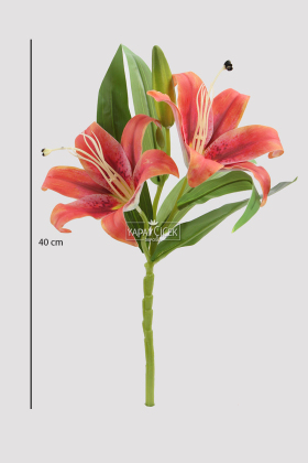 Yapay Çiçek Lüx 2li Dal Islak Zambak 40 cm Nar Çiçeği - 3