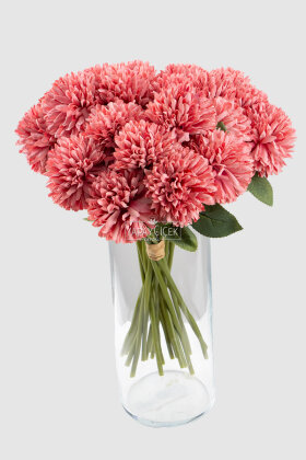 Yapay Çiçek Top Krizantem 7li Mini Kartopu Demeti 30 cm Mat Nar Çiçeği - 2