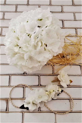 Niobe Gelin Buketi Beyaz Ortanca 3lü Set - 3