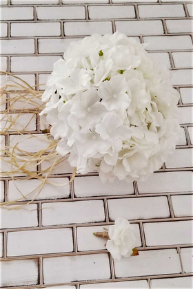 Niobe Gelin Buketi Beyaz Ortanca 2li Set - 2