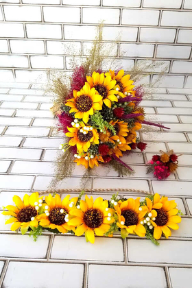 Nova Ayçiçeği Gelin Buketi 3lu Set - 1