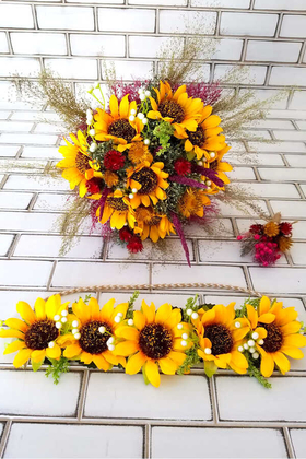 Nova Ayçiçeği Gelin Buketi 3lu Set - 2