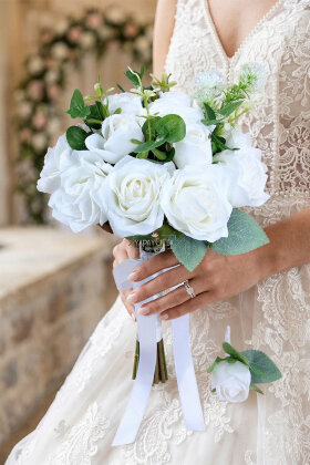 Ölümsüz Rüya Gelin Buketi 2li Set - Yapay Çiçek Deposu