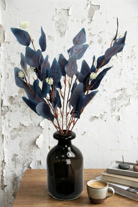 Yapay Bitki 3 Dallı Pasifik Mist Yeşillik Demeti 50 cm Lacivert - Yapay Çiçek Deposu