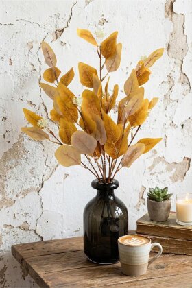 Yapay Bitki 3 Dallı Pasifik Mist Yeşillik Demeti 50 cm Sarı - Yapay Çiçek Deposu