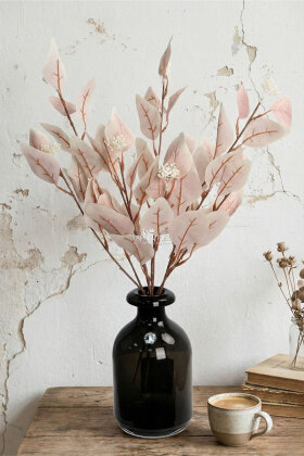 Yapay Bitki 3 Dallı Pasifik Mist Yeşillik Demeti 50 cm Pastel Pembe - Yapay Çiçek Deposu