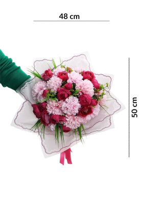 Pembe Fuşya Amarisse Yapay Hediyelik Buket Söz Nişan İsteme Çiçeği - 3