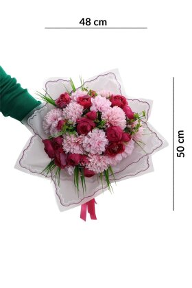 Pembe Fuşya Amarisse Yapay Gelin Buketi Söz Nişan İsteme Çiçeği - 3