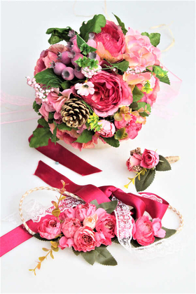 Gelin Çiçeği Elizan 3lü Set Pembe - 1