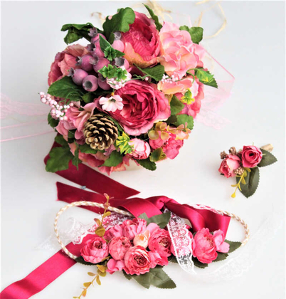 Gelin Çiçeği Elizan 3lü Set Pembe - 3