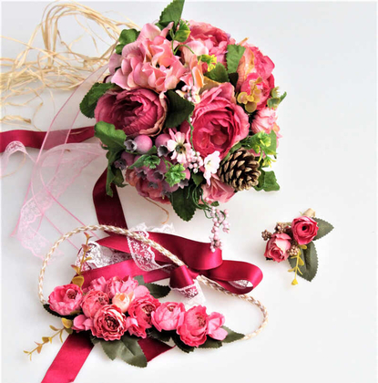 Gelin Çiçeği Elizan 3lü Set Pembe - 5