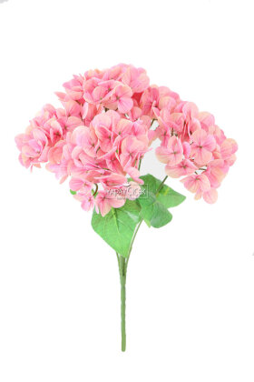 Yapay Lüx 5 Dallı Islak Ortanca Demeti 45 cm Pembe - Yapay Çiçek Deposu