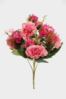 Yapay 5 Dal Garnitürlü Küçük Kasımpatı Demeti 30 cm Koyu-Pembe - 1