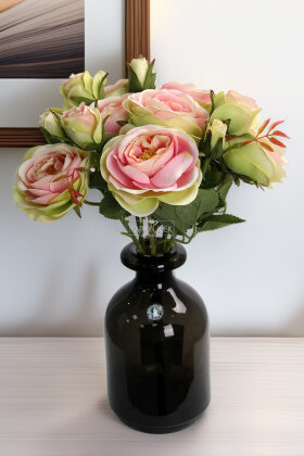 Yapay Çiçek Tomurcuklu Lüx Gül Demeti Pembe - Yapay Çiçek Deposu