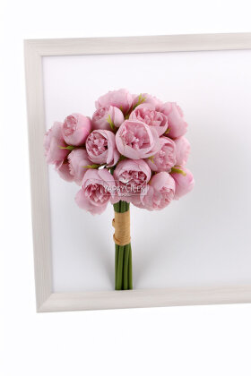 Yapay 27li Mini Kafa Erengül Demeti 30 cm Pembe - 3