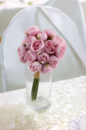 Yapay 27li Mini Kafa Erengül Demeti 30 cm Pembe - 2