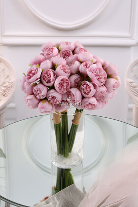 Yapay 27li Mini Kafa Erengül Demeti 30 cm Pembe - Yapay Çiçek Deposu