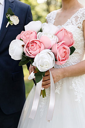 Peony & Pearl Gelin Buketi 2li Set - Yapay Çiçek Deposu