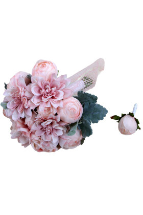 Peri Tozu Rüyası Şakayık Gelin Buketi 2li Set - 2