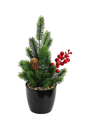 Saksıda Yapay Çiçek Pinus Baccata Aranjmanı 35 cm - 3