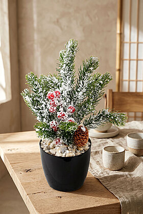 Saksıda Yapay Çiçek Snowkissed Pine Aranjmanı 30 cm - 2