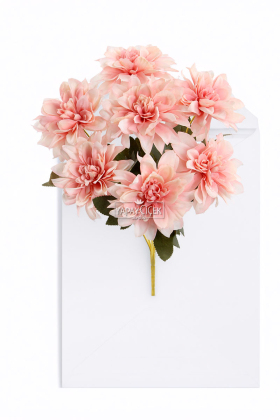 Yapay Çiçek 7li Dahlia Demeti 33 cm Pastel Pudra - 3