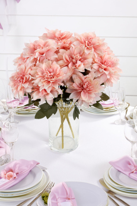 Yapay Çiçek 7li Dahlia Demeti 33 cm Pastel Pudra - Yapay Çiçek Deposu