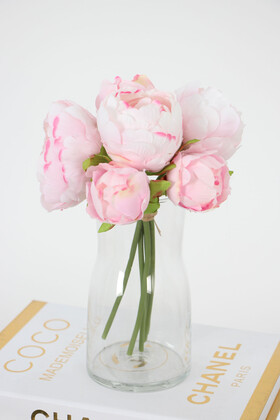 Yapay Çiçek 6lı ipek Peony Şakayık Gül Demeti 25 cm Pudra Pembe - 3
