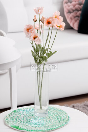 Yapay Çiçek 4lü Gelincik Dalı 60 cm Pudra - 2