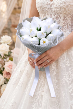 Pure Tulip Gelin Buketi 2li Set - Yapay Çiçek Deposu