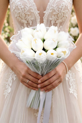 Pure Tulip Gelin Buketi 2li Set - Yapay Çiçek Deposu