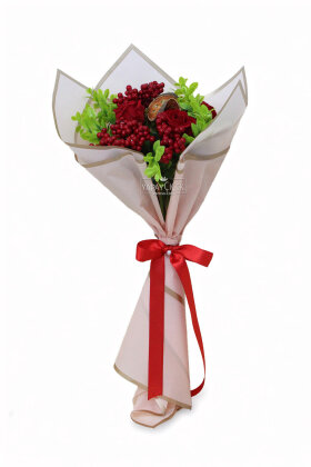 Yapay Yeni Yıl Red Harmony Kokina Buketi 60 cm - Yapay Çiçek Deposu