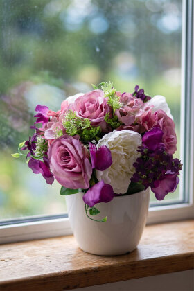  Saksıda Bohem Lila Pencere Önü Tanzimi 28 cm - Yapay Çiçek Deposu
