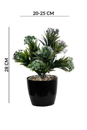  Siyah Saksıda Yapay Defne Bitki Lila 28 cm - 4