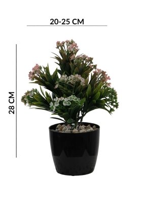  Siyah Saksıda Yapay Defne Bitki Pembe 28 cm - 4