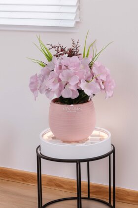 Pembe Saksıda Yapay Ortanca Çiçeği Pembe 20 cm - 2