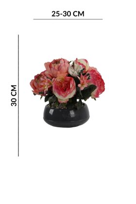  Siyah Saksıda Yapay Turuncu Şakayık Tanzimi 30 cm - 4