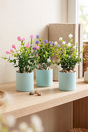 Saksıda Yapay Çiçek Mini Kıtır Çiçeği 3lü Set - Yapay Çiçek Deposu
