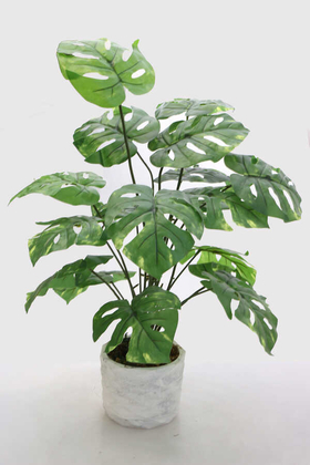 Yapay 18 Dallı Lüx Monstera Deliciosa (Deve Tabanı) Plastik Saksılı - 1