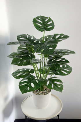 Yapay 18 Dallı Lüx Monstera Deliciosa (Deve Tabanı) Plastik Saksılı - 1