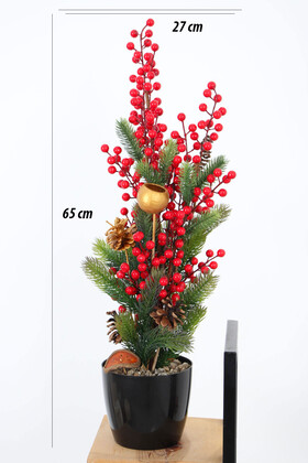 Saksıda Yapay Çam Kokina Yılbaşı Dekoru 65 cm - 3