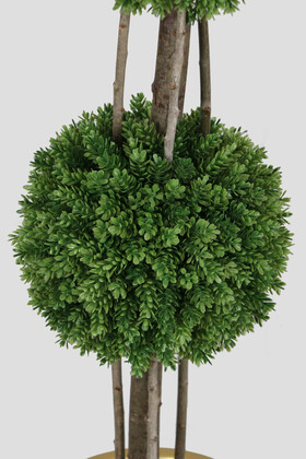 Metal Saksıda 2 Katlı Top Şimşir Çam Model 110 cm Yeşil - 3