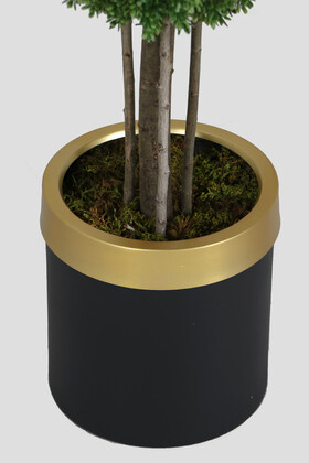 Metal Saksıda 2 Katlı Top Şimşir Çam Model 110 cm Yeşil - 4