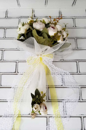 Samira Gelin Buketi Şakayık Güller Krem-Beyaz 2li Set - 3