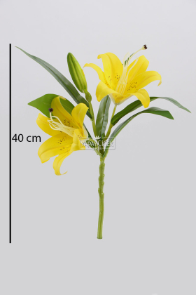 Yapay Çiçek Lüx 2li Dal Islak Zambak 40 cm Sarı - 3