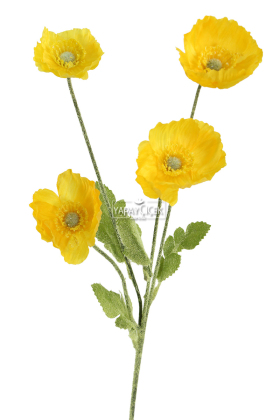 Yapay Çiçek 4lü Gelincik Dalı 60 cm Sarı - 2