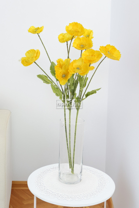Yapay Çiçek 4lü Gelincik Dalı 60 cm Sarı - 3