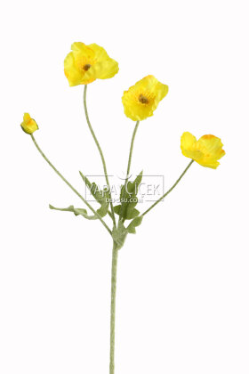 Yapay Çiçek 4lü Gelincik Dalı 60 cm Sarı - Yapay Çiçek Deposu