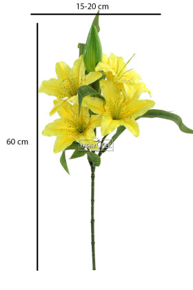 Yapay Çiçek 4lu Grup Heranın Çiçeği Dalı 58 cm Sarı - 3